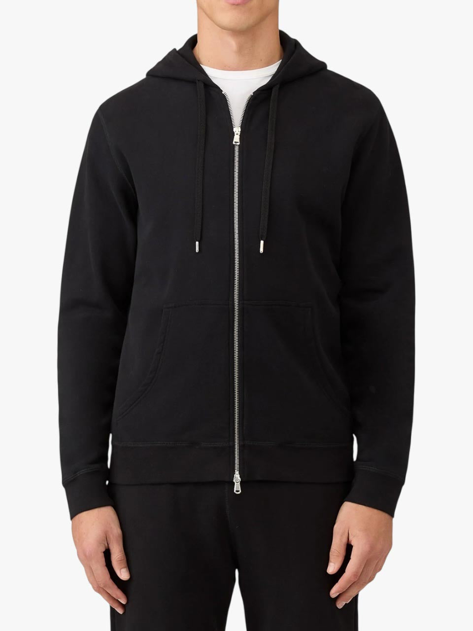 Sunspel Loopback Zip Hoody Black