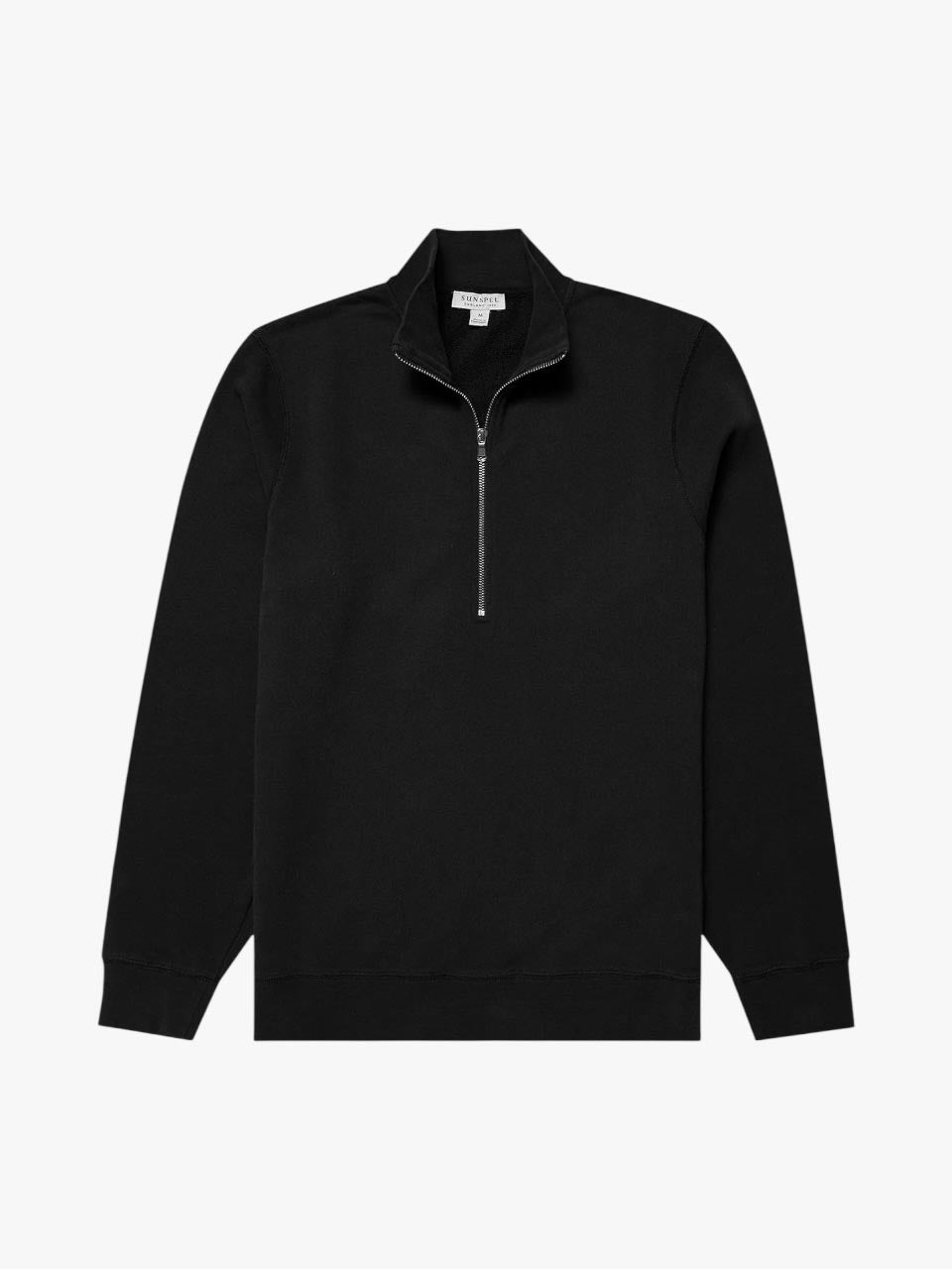 Sunspel Half Zip Loopback Sweatshirt Black