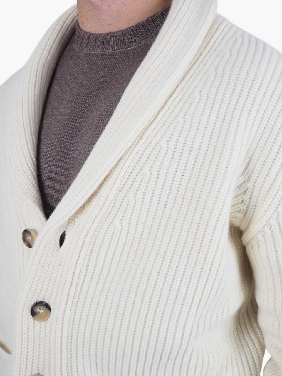Wool Cashmere Cardigan White