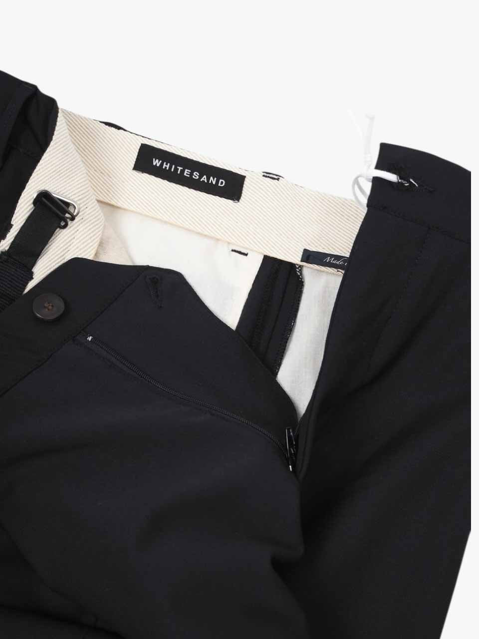 White Sand Loose Fit Wool Trousers Navy