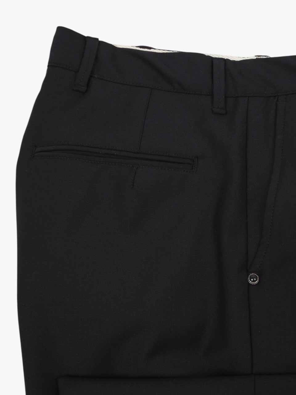 White Sand Loose Fit Wool Trousers Navy