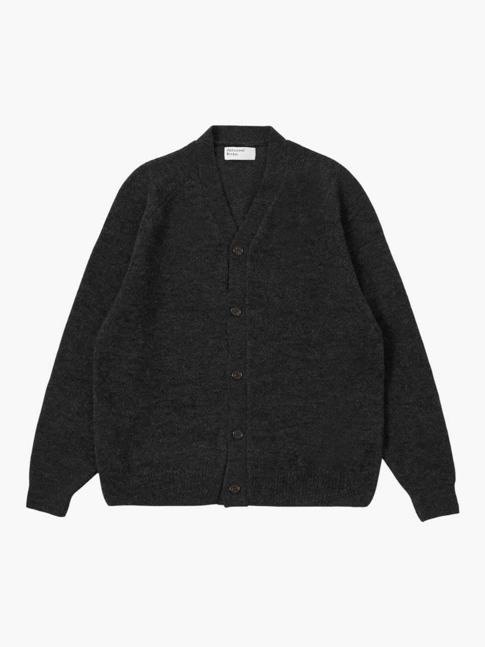 Universal Works Knitted Alpaca Cardigan Dark Grey