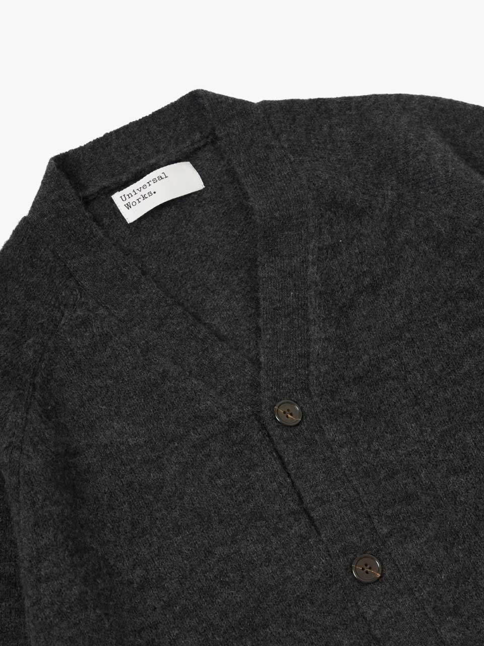 Universal Works Knitted Alpaca Cardigan Dark Grey