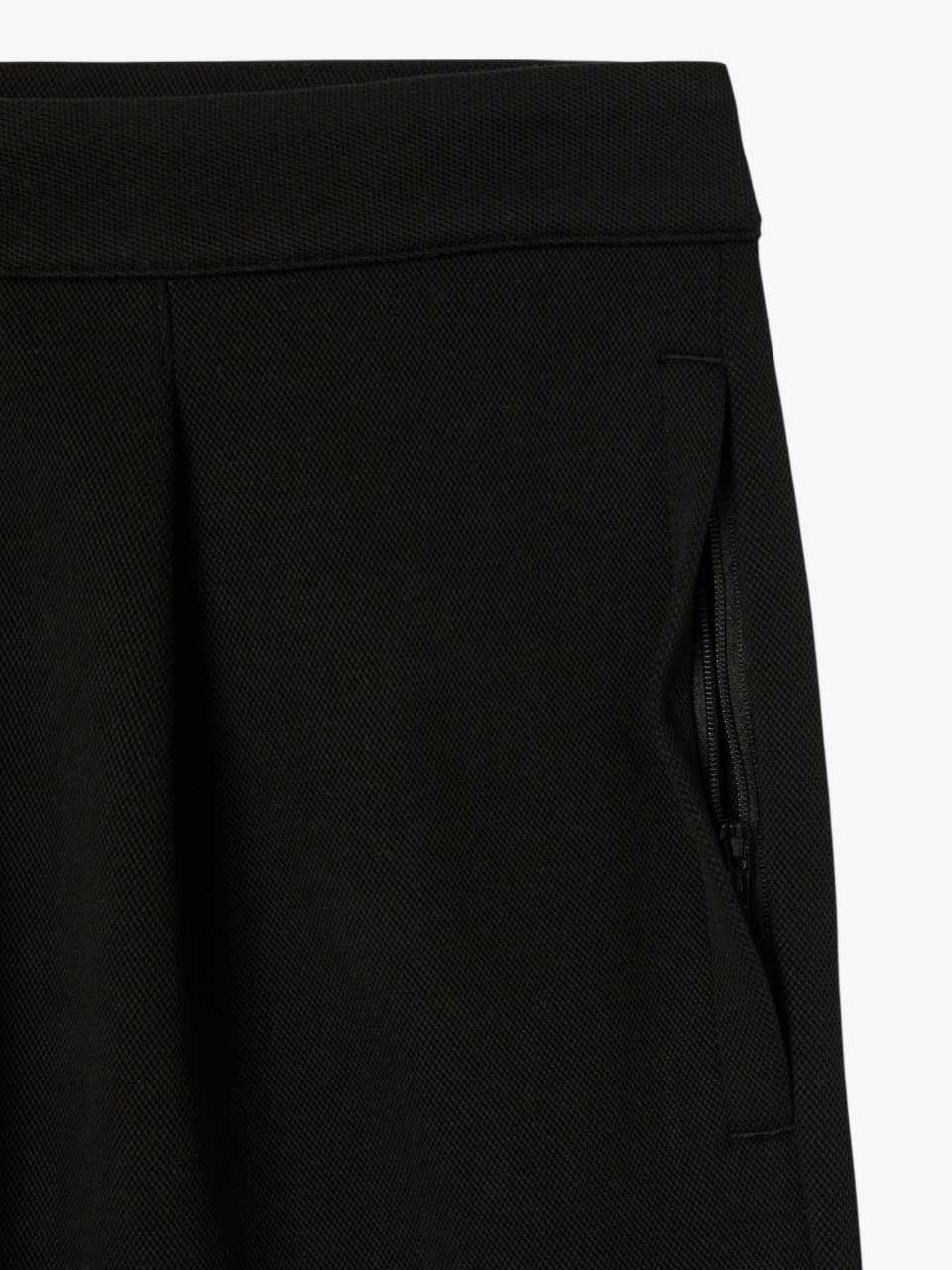 Loose Fit Piqué Pleated Pants Black