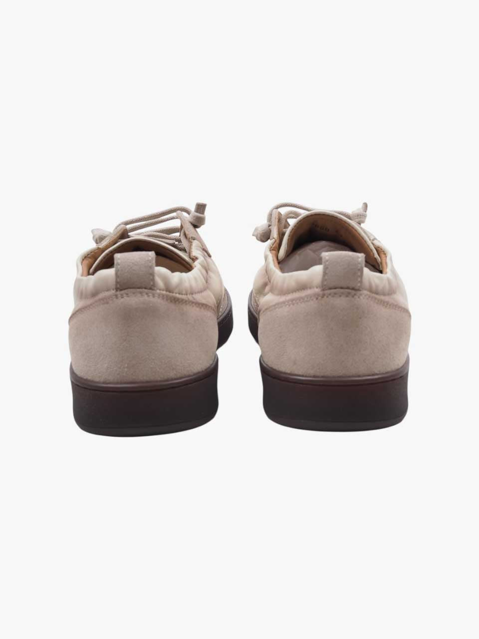 Washed Leather Sneakers White/Brown