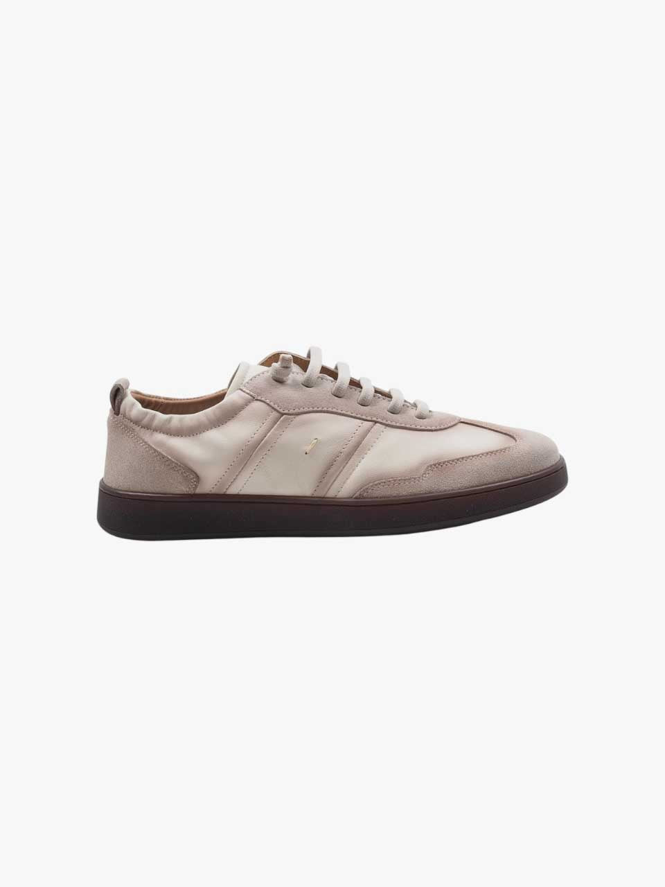 Washed Leather Sneakers White/Brown