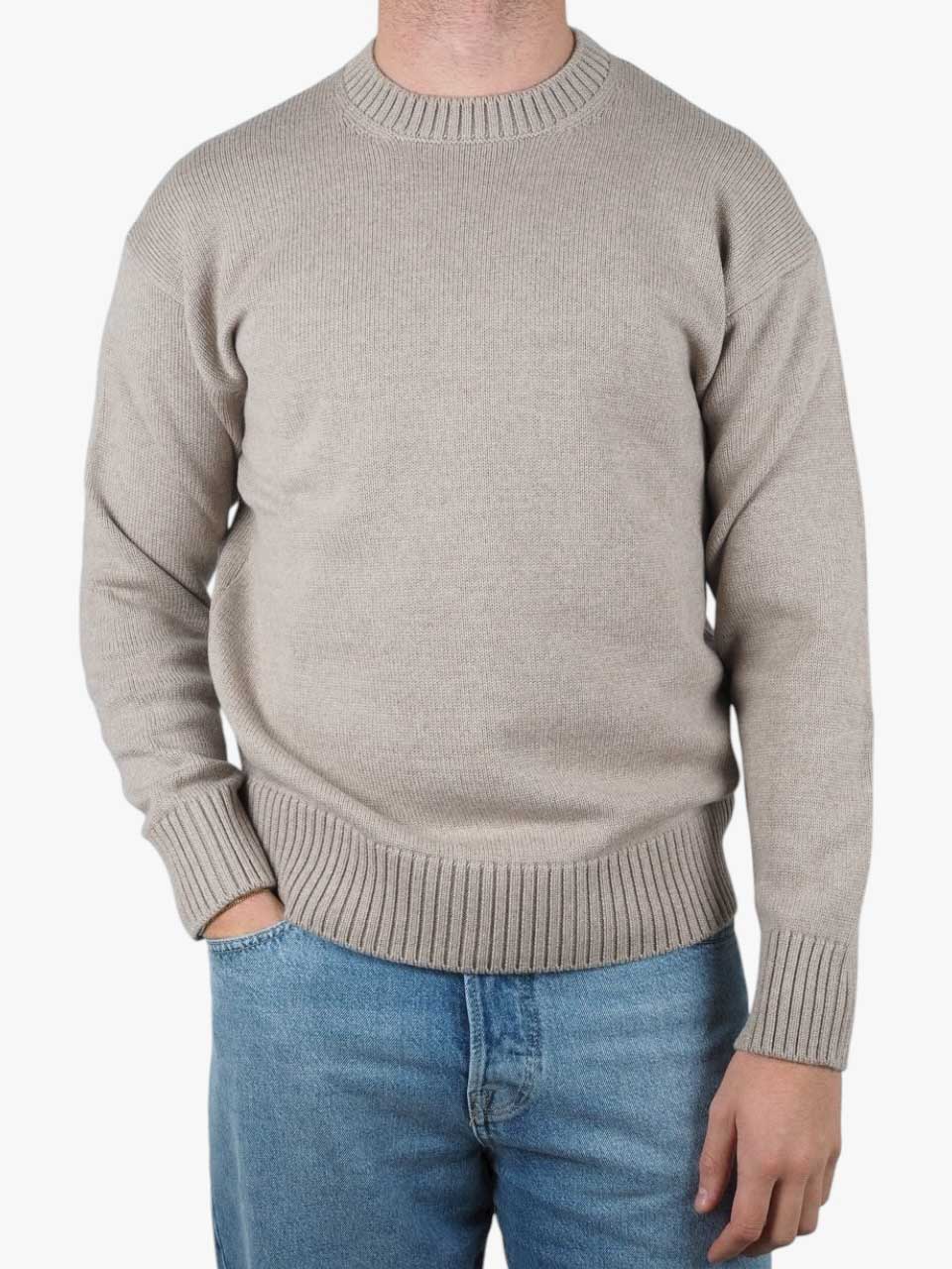 Knitted Wool Crew Neck Taupe