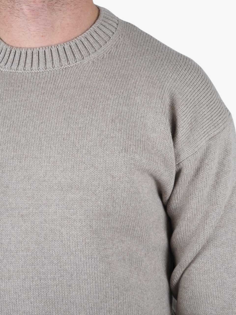 Knitted Wool Crew Neck Taupe