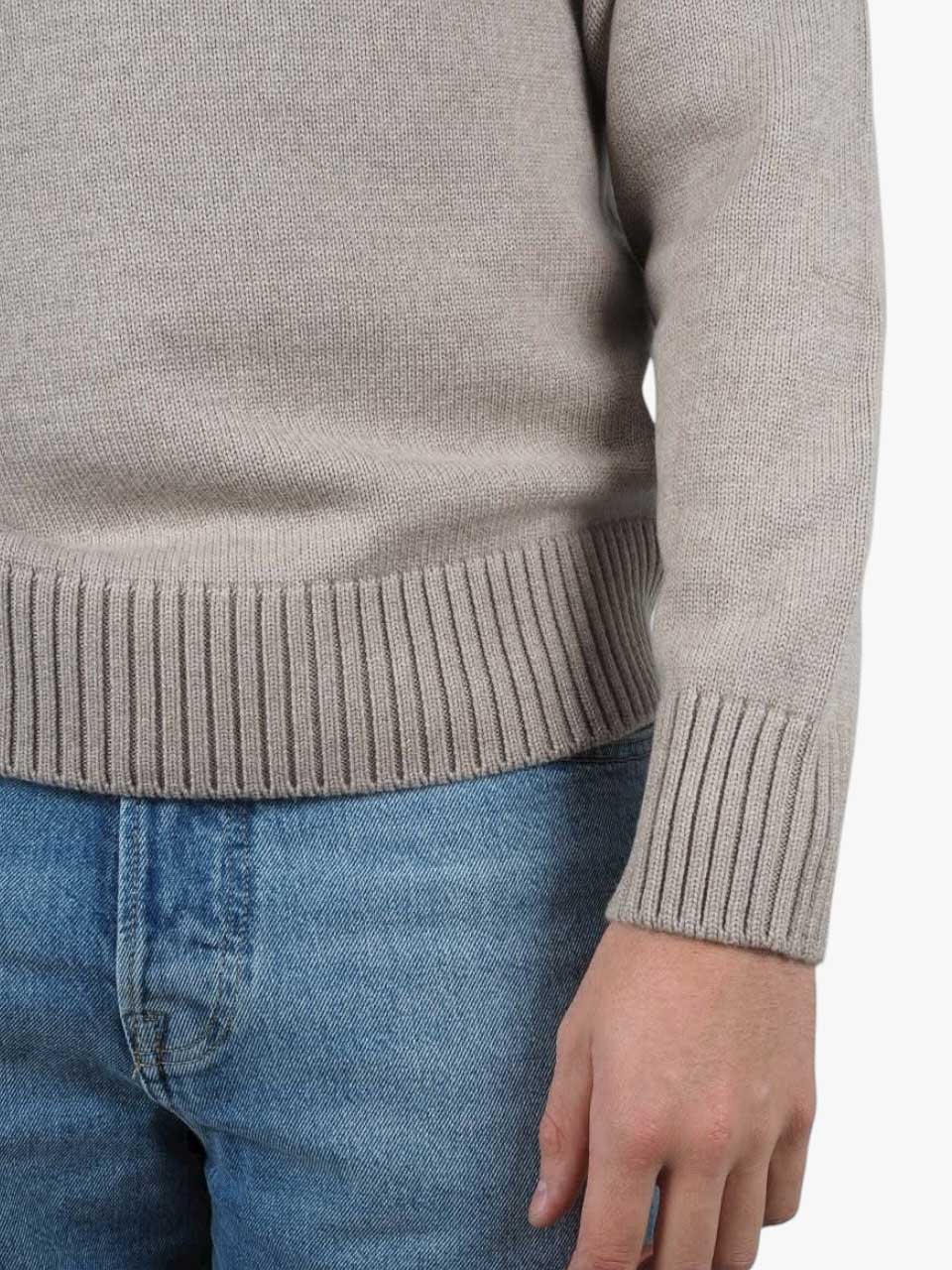 Knitted Wool Crew Neck Taupe
