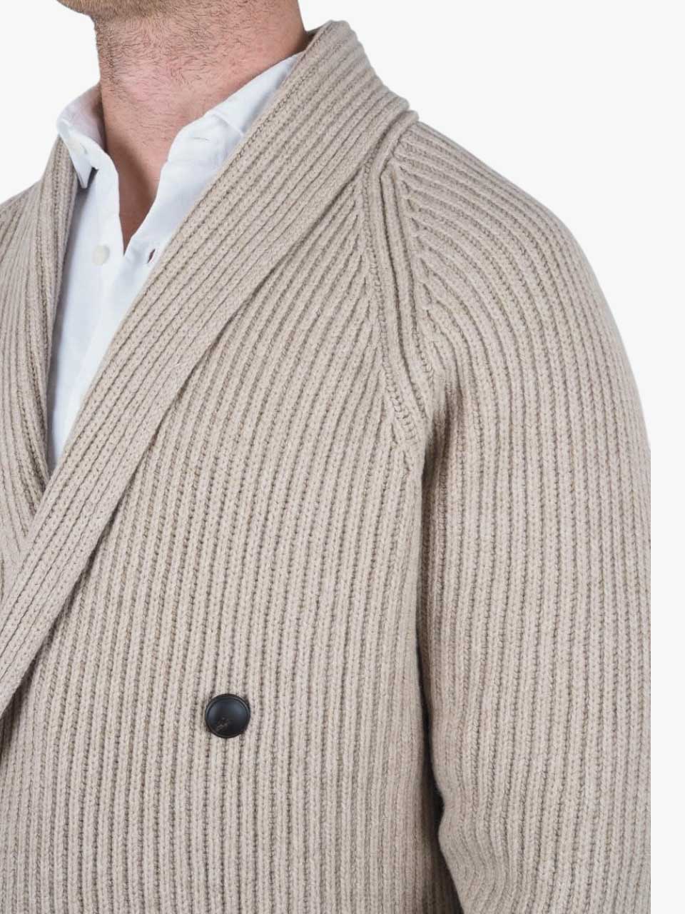 Knitted Wool Cardigan Beige