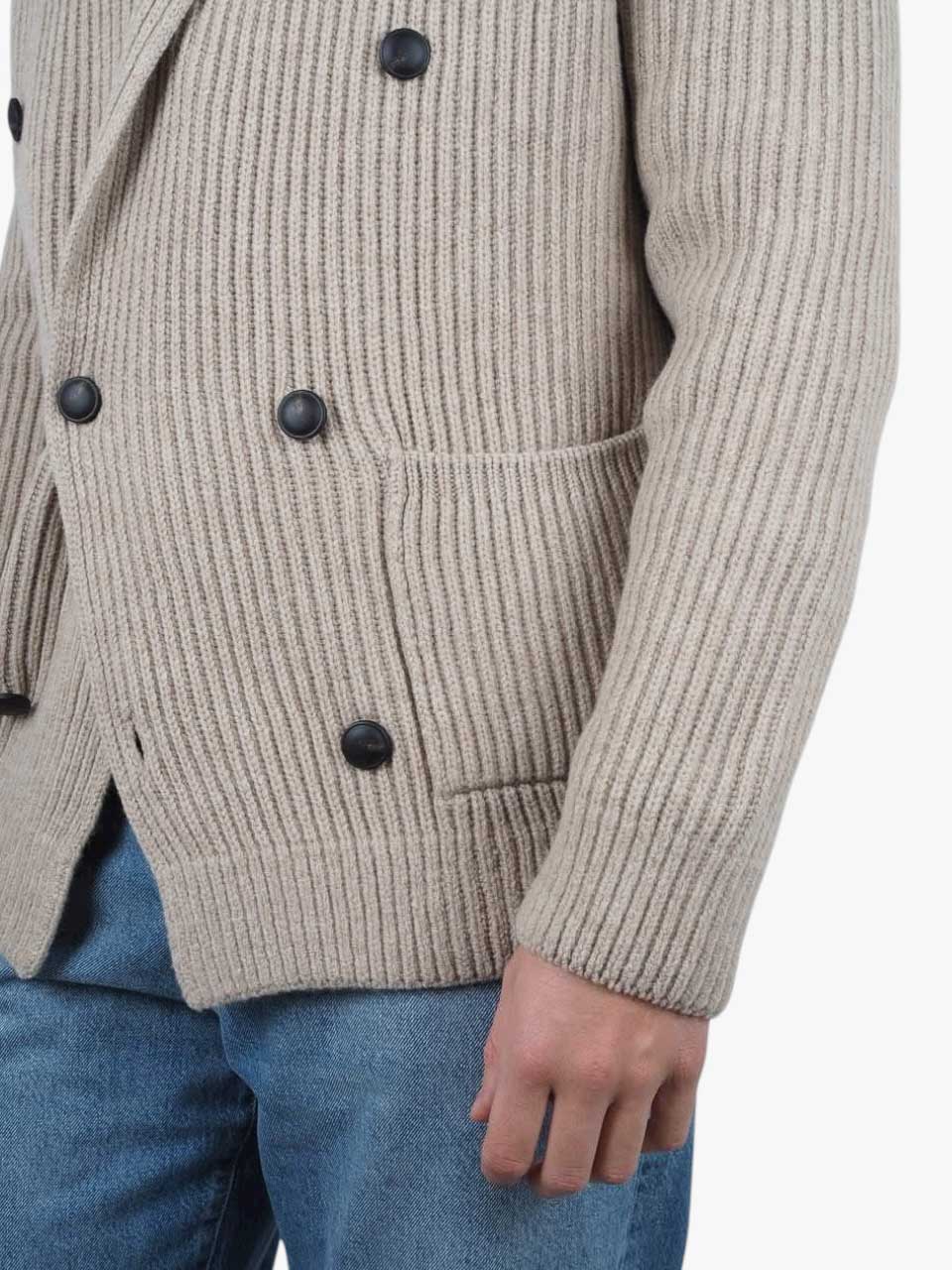 Knitted Wool Cardigan Beige