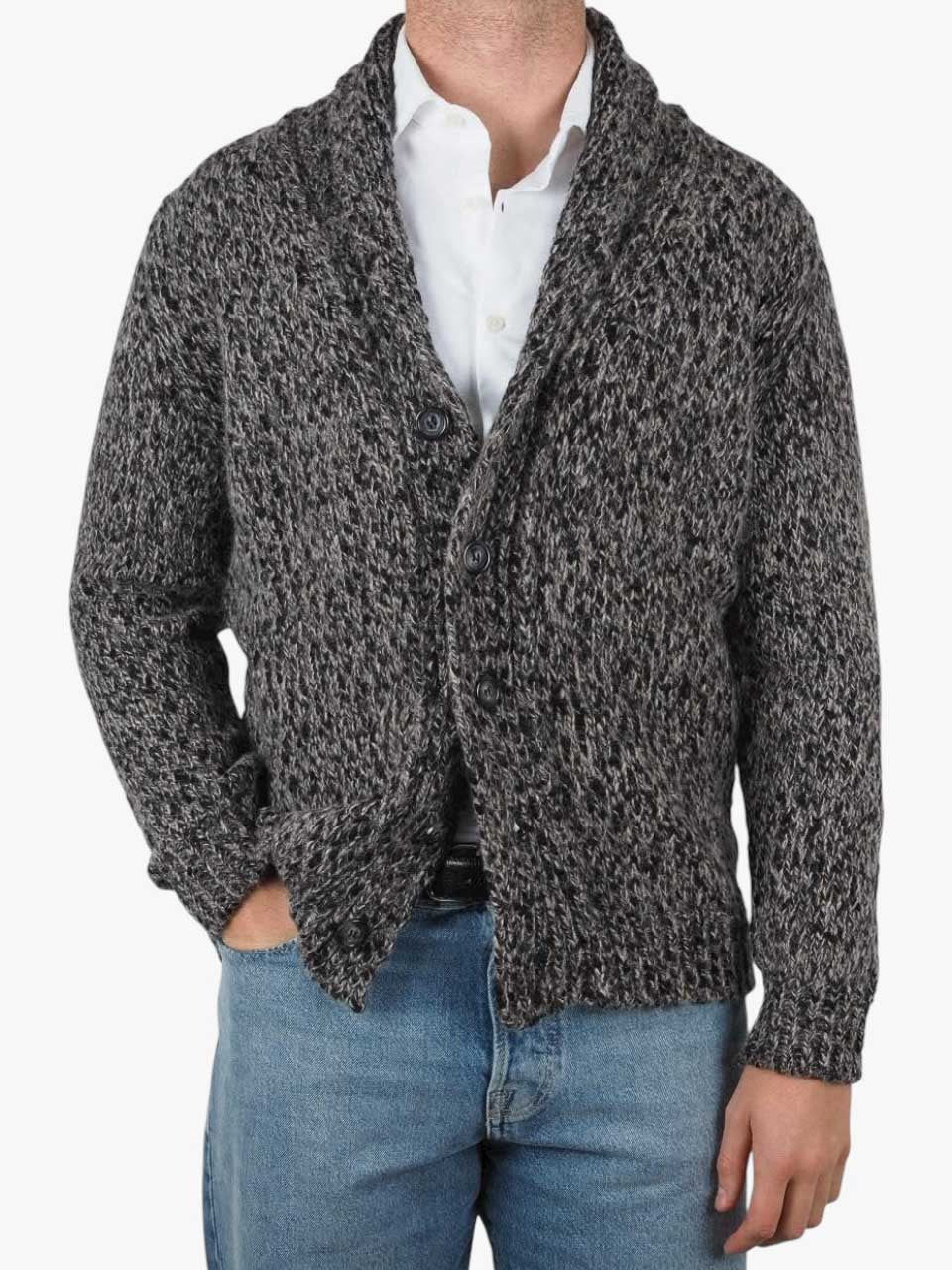 Morgano Wool Alpaca Cardigan Black
