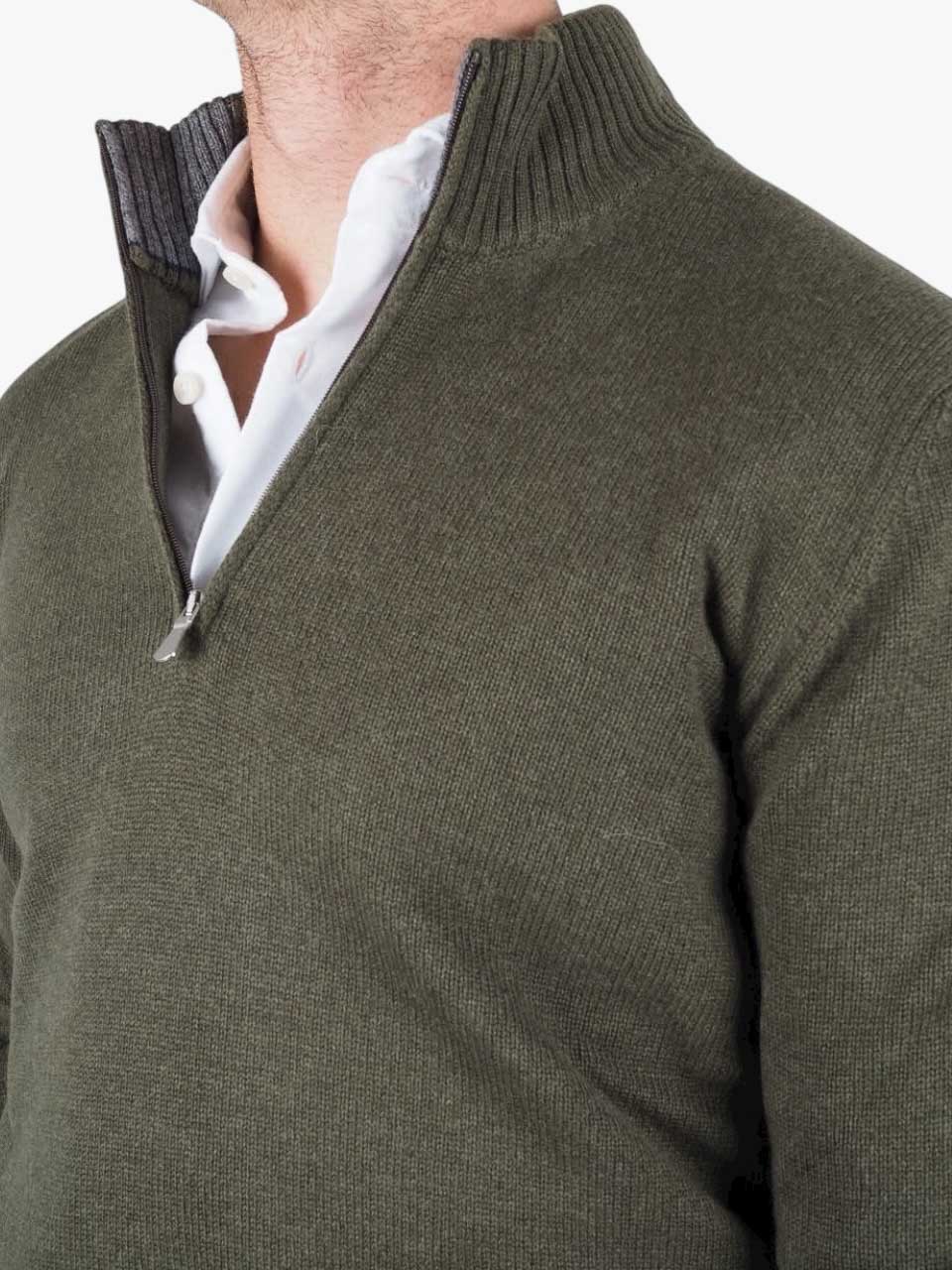 Half Zip Wool Sweater Green