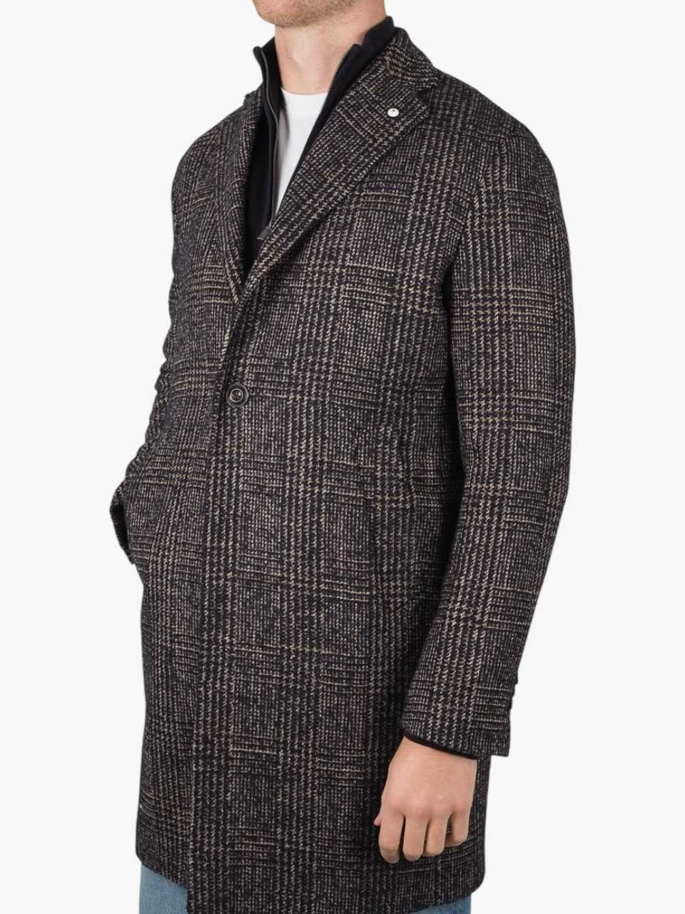 Checked Wool Coat Black/Beige