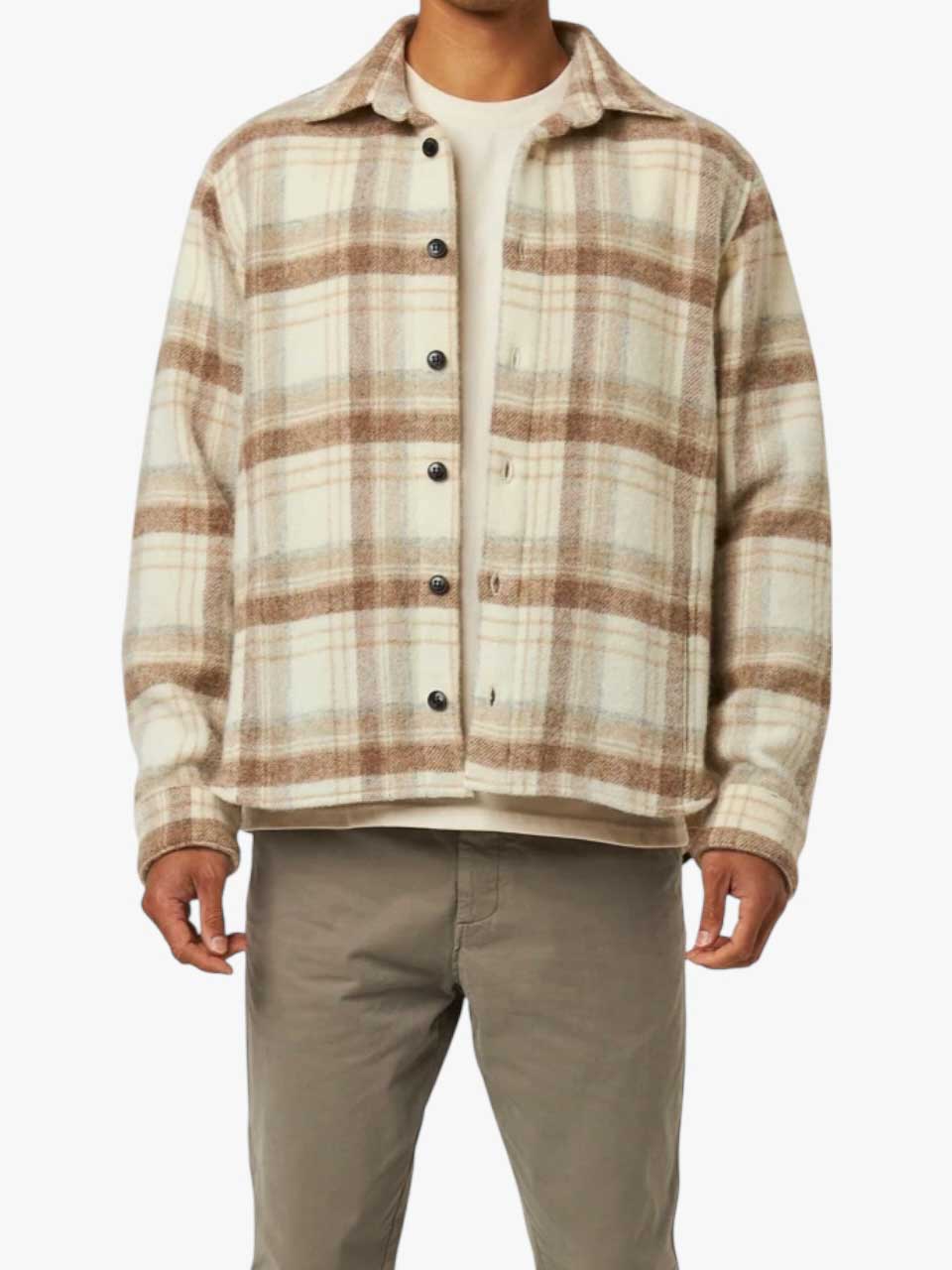 Peregrine Wool Checked Overshirt Beige