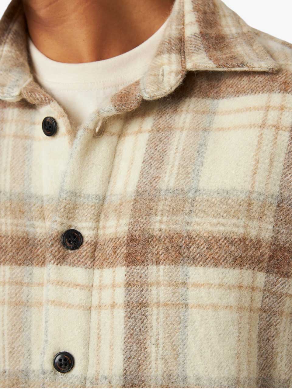 Peregrine Wool Checked Overshirt Beige