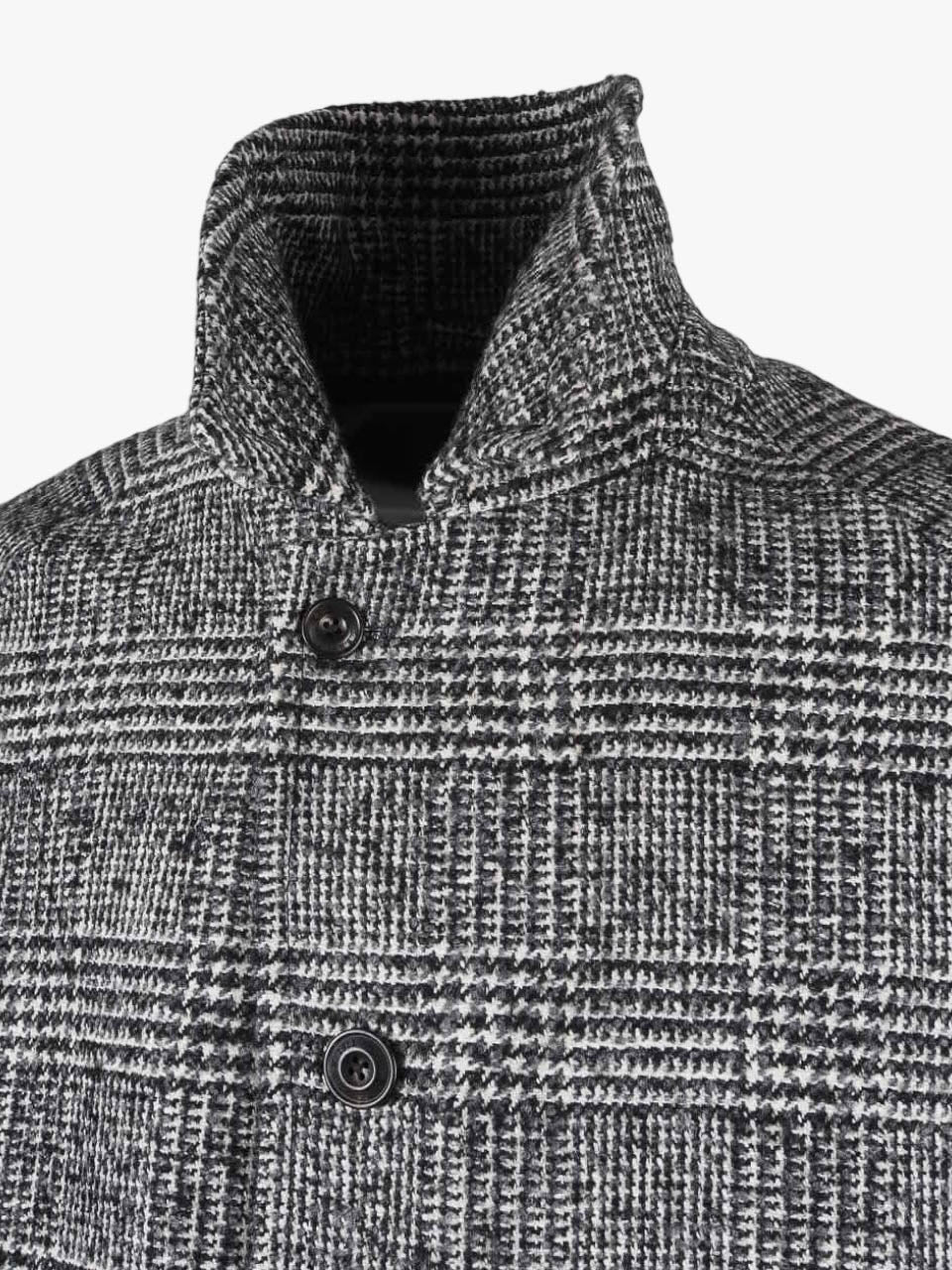 Checked Oversize Wool Coat Grey