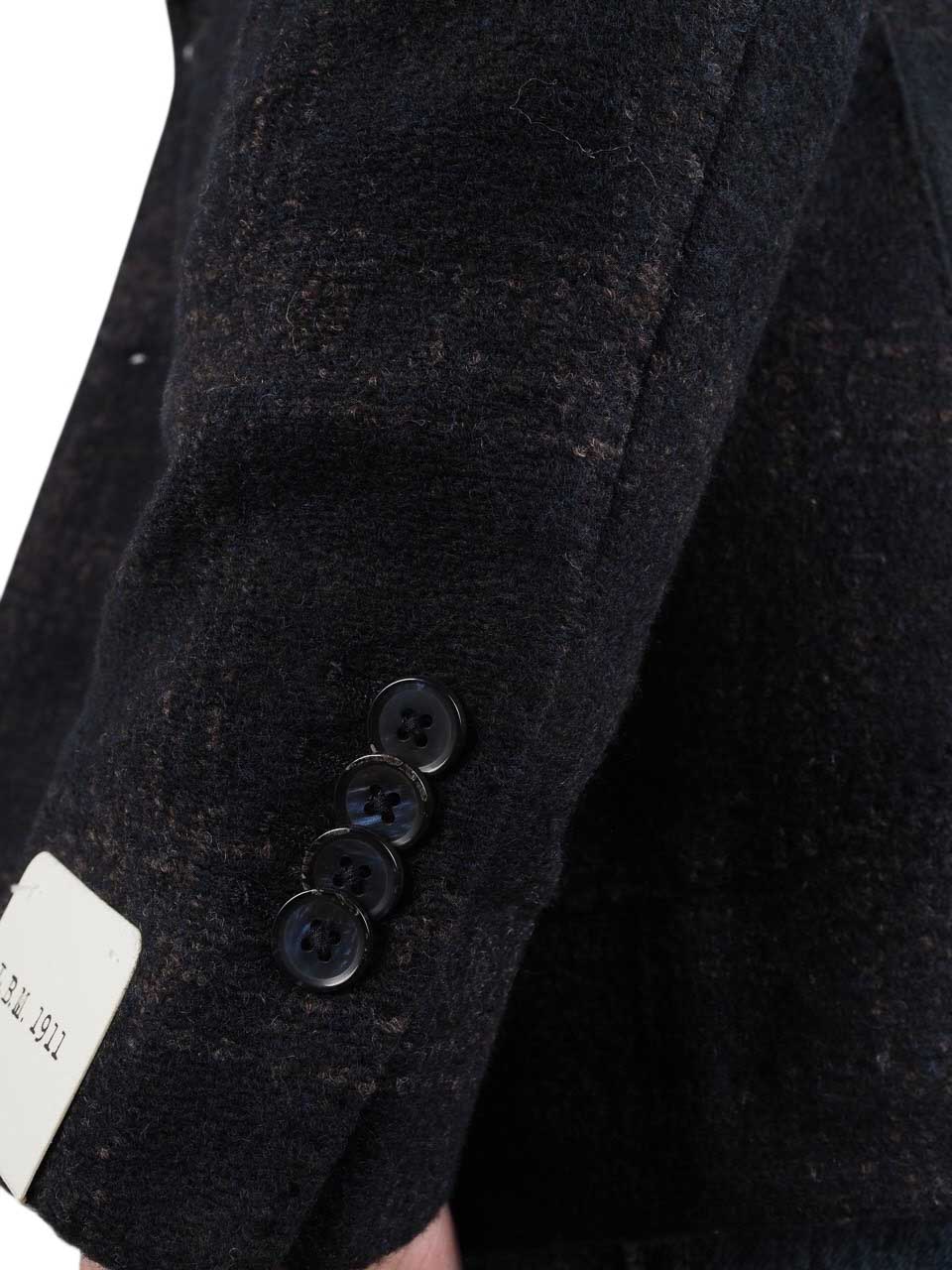 Checked Knitted Wool Jacket Navy/Brown