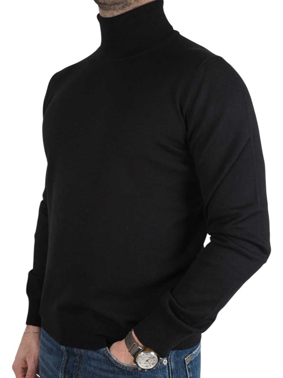 Gran Sasso Merino Wool Turtle Neck Black