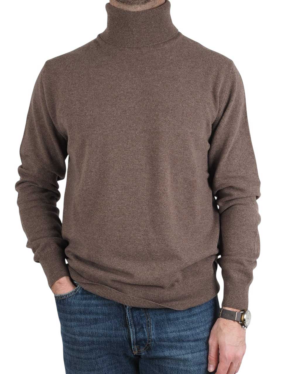 Morgano Knitted Wool Cashmere Turtle Neck Brown