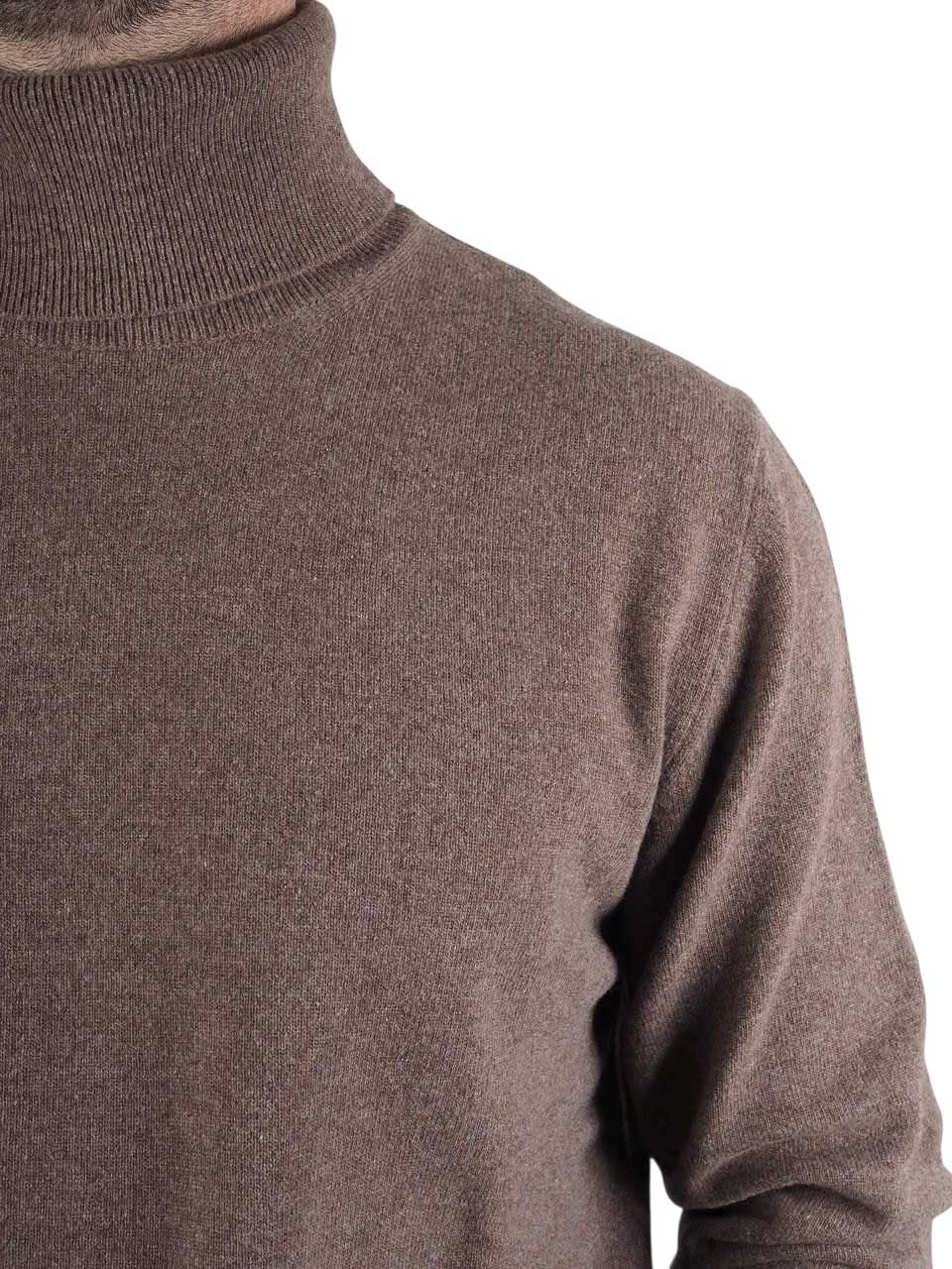 Morgano Knitted Wool Cashmere Turtle Neck Brown