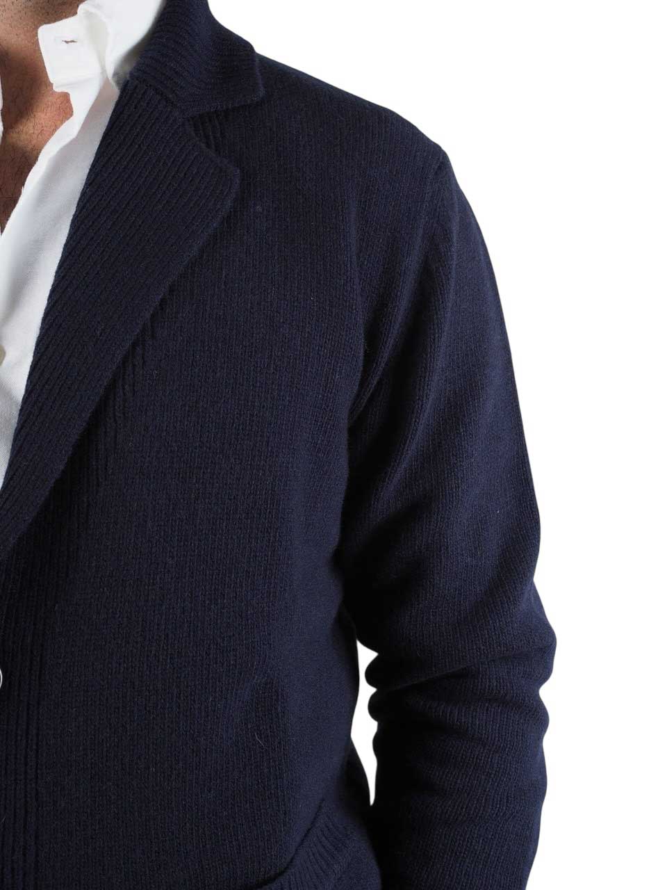 Morgano Wool Knitted Cardigan Navy