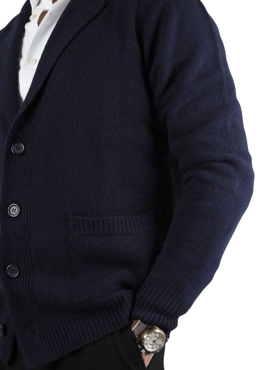 Morgano Wool Knitted Cardigan Navy