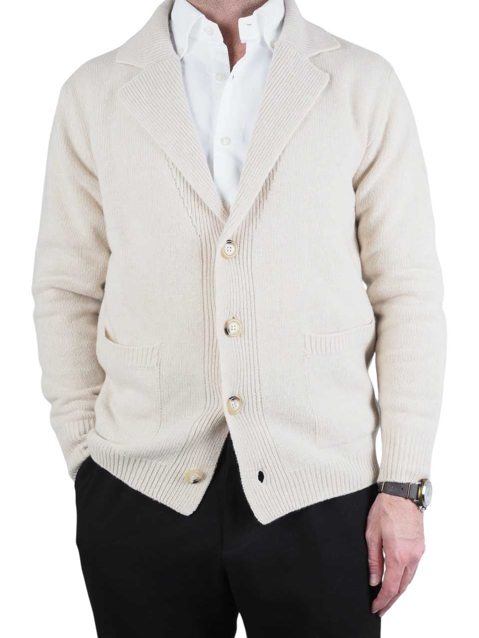 Morgano Wool Knitted Cardigan Beige