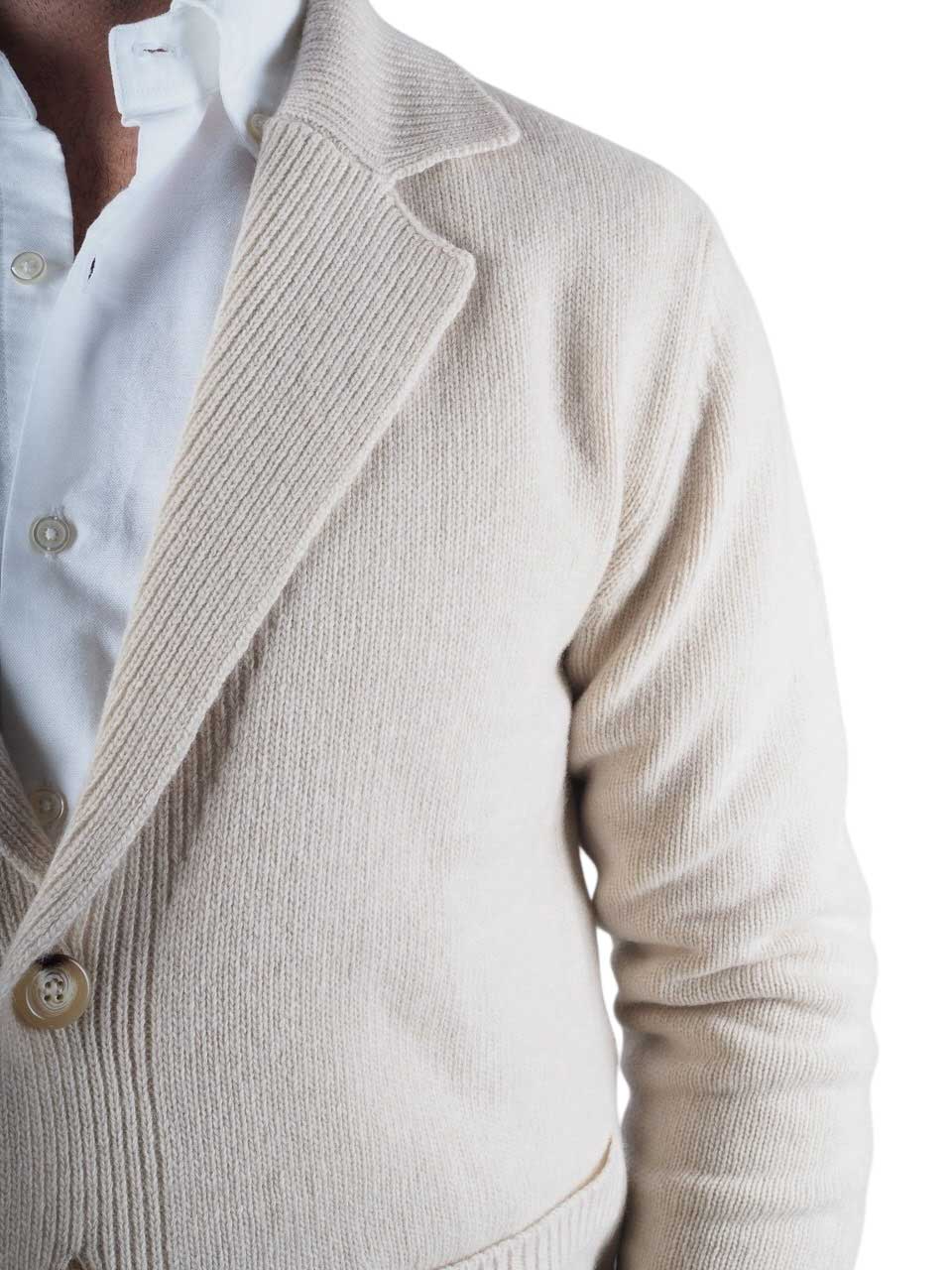 Morgano Wool Knitted Cardigan Beige